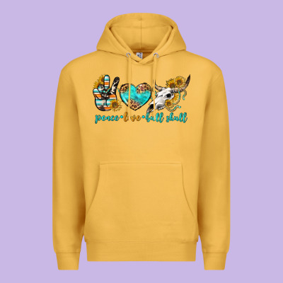 Peace Love Bull Skull Bbs Premium Hoodie Designed By Bundleandbundleshop