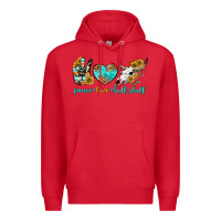 Red peace love bull skull bbs Premium Hoodie - BundleAndBundleShop