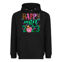 Black Happy Easter Heavyweight Hoodie - CowhideDigitalArt