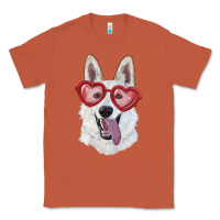 Copper White shepherd with love glasses Classic Tee - RanaPortraitStore
