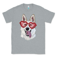 Heather Grey White shepherd with love glasses Classic Tee - RanaPortraitStore