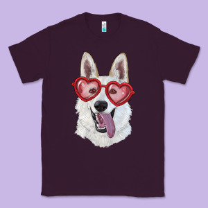 White Shepherd With Love Glasses Classic Tee Designed By Ranaportraitstore