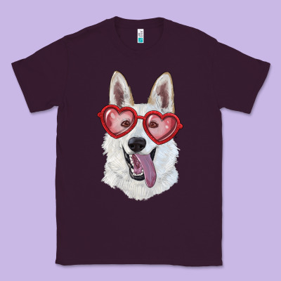 White Shepherd With Love Glasses Classic Tee Designed By Ranaportraitstore
