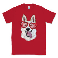 Red White shepherd with love glasses Classic Tee - RanaPortraitStore