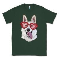 Sports Green White shepherd with love glasses Classic Tee - RanaPortraitStore