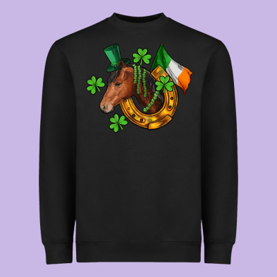 Horse With Horseshoe St. Patrick's Heavyweight Sweatshirt Designed By Cowgirlartshop