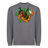 Storm Horse with horseshoe St. Patrick's Heavyweight Sweatshirt - CowGirlArtShop