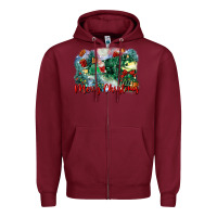 Burgundy merry christmas santa polar express Zipper Hoodie - FaDigitalArtStudio