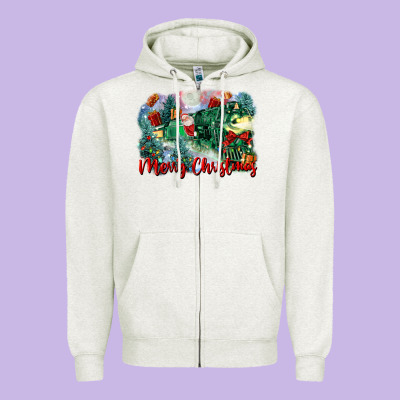 Merry Christmas Santa Polar Express Zipper Hoodie Designed By Fadigitalartstudio