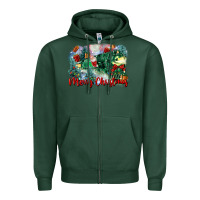 Sports Green merry christmas santa polar express Zipper Hoodie - FaDigitalArtStudio
