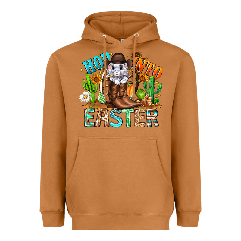 Hop Into Easter Bunny Western Heavyweight Hoodie by CowhideDigitalArt | Teevron