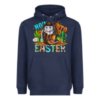Navy Hop Into Easter Bunny Western Heavyweight Hoodie - CowhideDigitalArt