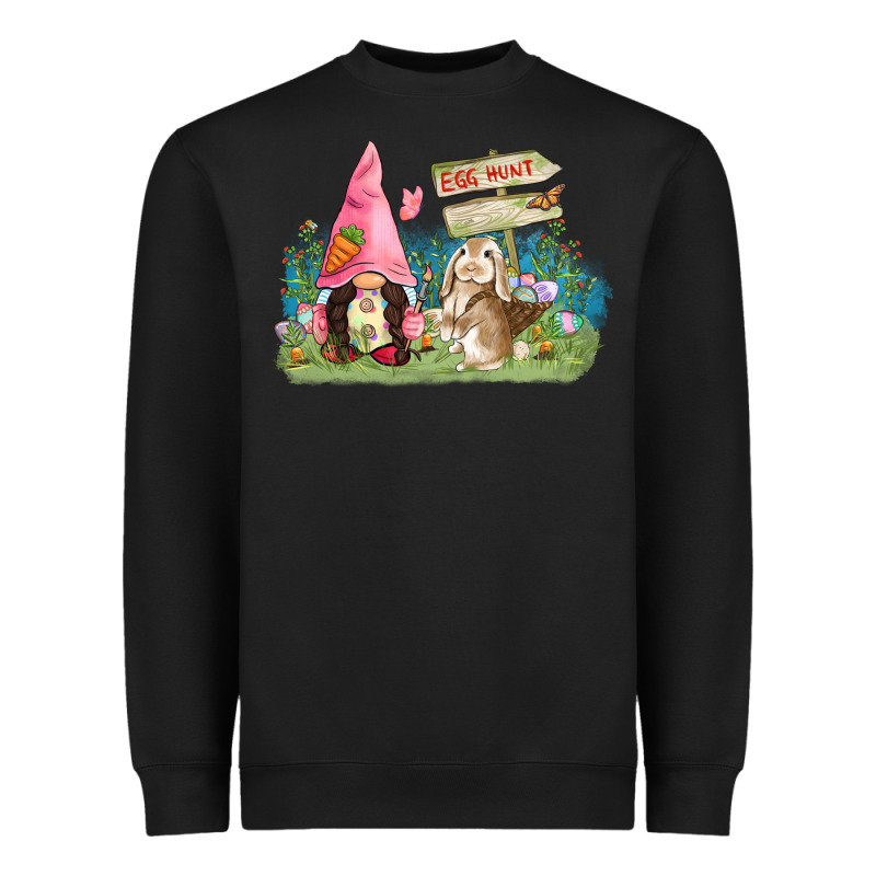 Easter Gnome And Rabbit Egg Hunt  Easter Day Heavyweight Sweatshirt by CowGirlArtShop | Teevron