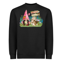 Black Easter gnome and rabbit egg hunt  Easter Day Heavyweight Sweatshirt - CowGirlArtShop