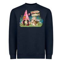 Navy Easter gnome and rabbit egg hunt  Easter Day Heavyweight Sweatshirt - CowGirlArtShop