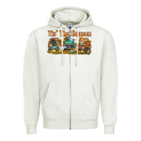 Oatmeal Heather thanksgiving tis' the season with trucks bbs Zipper Hoodie - BundleAndBundleShop