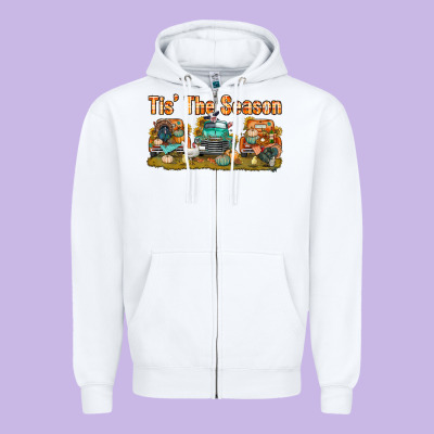 Thanksgiving Tis' The Season With Trucks Bbs Zipper Hoodie Designed By Bundleandbundleshop