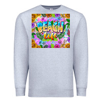 Heather Grey Beach Life Premium Sweatshirt - CowhideDigitalArt