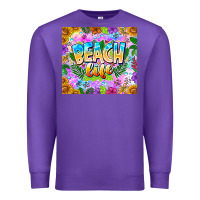 Purple Beach Life Premium Sweatshirt - CowhideDigitalArt
