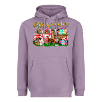 Lavender Happy Easter Animal Car Heavyweight Hoodie - CowhideDigitalArt