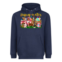Navy Happy Easter Animal Car Heavyweight Hoodie - CowhideDigitalArt