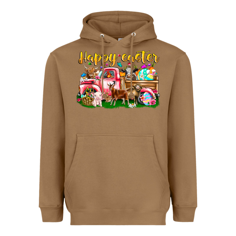 Happy Easter Animal Car Heavyweight Hoodie by CowhideDigitalArt | Teevron