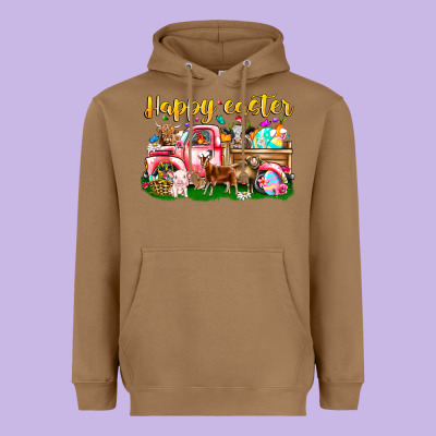 Happy Easter Animal Car Heavyweight Hoodie Designed By Cowhidedigitalart