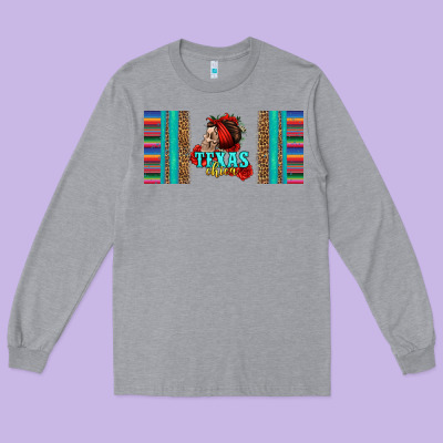 Texas Chica Skull With Bandana Long Sleeve Tee Designed By Jasminsmagicworld