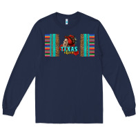 Navy texas chica skull with bandana Long Sleeve Tee - Jasminsmagicworld