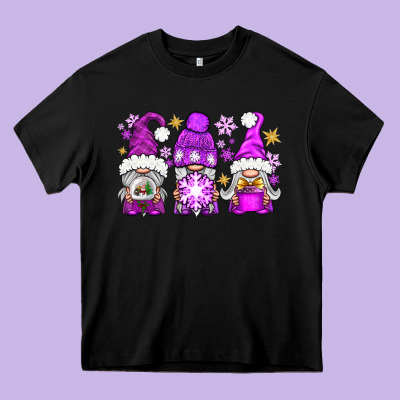 Purple Winter Gnomies Heavy Core Tee Designed By Nancycooperartshop