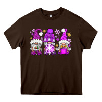 Chocolate Brown purple winter gnomies Heavy Core Tee - NancyCooperArtShop