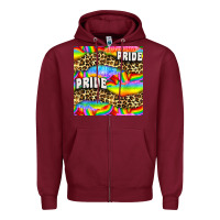 Burgundy Pride lgbtq leopard with love and rainbow seamless Zipper Hoodie - BundleAndBundleShop