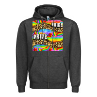 Charcoal Heather Pride lgbtq leopard with love and rainbow seamless Zipper Hoodie - BundleAndBundleShop