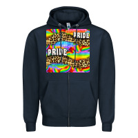Navy Pride lgbtq leopard with love and rainbow seamless Zipper Hoodie - BundleAndBundleShop