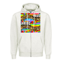 Oatmeal Heather Pride lgbtq leopard with love and rainbow seamless Zipper Hoodie - BundleAndBundleShop