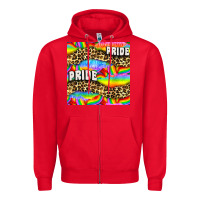 Red Pride lgbtq leopard with love and rainbow seamless Zipper Hoodie - BundleAndBundleShop