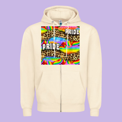 Pride Lgbtq Leopard With Love And Rainbow Seamless Zipper Hoodie Designed By Bundleandbundleshop