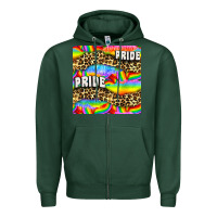 Sports Green Pride lgbtq leopard with love and rainbow seamless Zipper Hoodie - BundleAndBundleShop