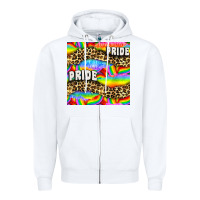 White Pride lgbtq leopard with love and rainbow seamless Zipper Hoodie - BundleAndBundleShop