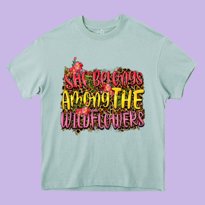 She Belongs Among The Wildflowers Heavy Core Tee Designed By Nancycooperartshop