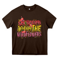 Chocolate Brown she belongs among the wildflowers Heavy Core Tee - NancyCooperArtShop