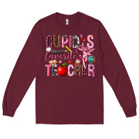 Burgundy Cupid's Favorite Teacher Valentine's Day Long Sleeve Tee - HowdyJamesFarm