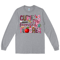 Heather Grey Cupid's Favorite Teacher Valentine's Day Long Sleeve Tee - HowdyJamesFarm