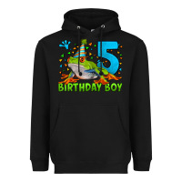 Black Birthday Boy Frog Age 5 Heavyweight Hoodie - LillyAllenDesigns