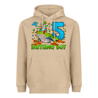 Mushroom Birthday Boy Frog Age 5 Heavyweight Hoodie - LillyAllenDesigns