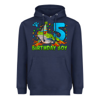 Navy Birthday Boy Frog Age 5 Heavyweight Hoodie - LillyAllenDesigns