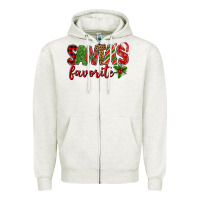 Oatmeal Heather Santa's Favorite Zipper Hoodie - BundleAndBundleShop