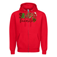 Red Santa's Favorite Zipper Hoodie - BundleAndBundleShop