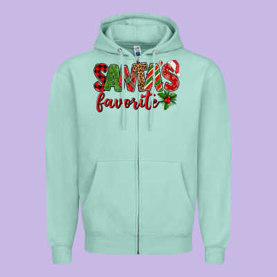 Santa's Favorite Zipper Hoodie Designed By Bundleandbundleshop