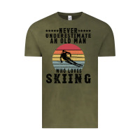 Vintage Olive Never Underestimate An Old Man Who Loves Skiing Vintage Tee - Bettercallsaul